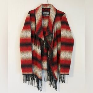 Panhandle Slim Red and Black Fringed Women's Jacket Sweater Western